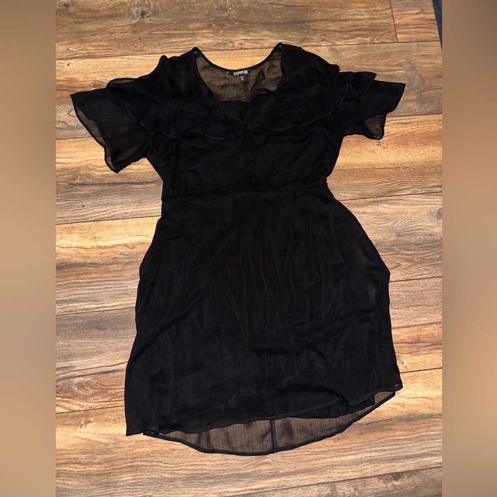 Express, Black Chiffon Medium Dress.